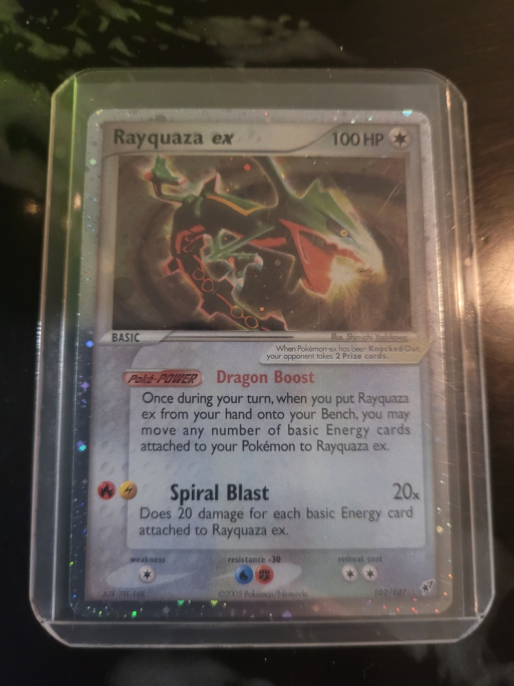 Pokemon Rayquaza ex Holographic Card - Green, Red, Silver